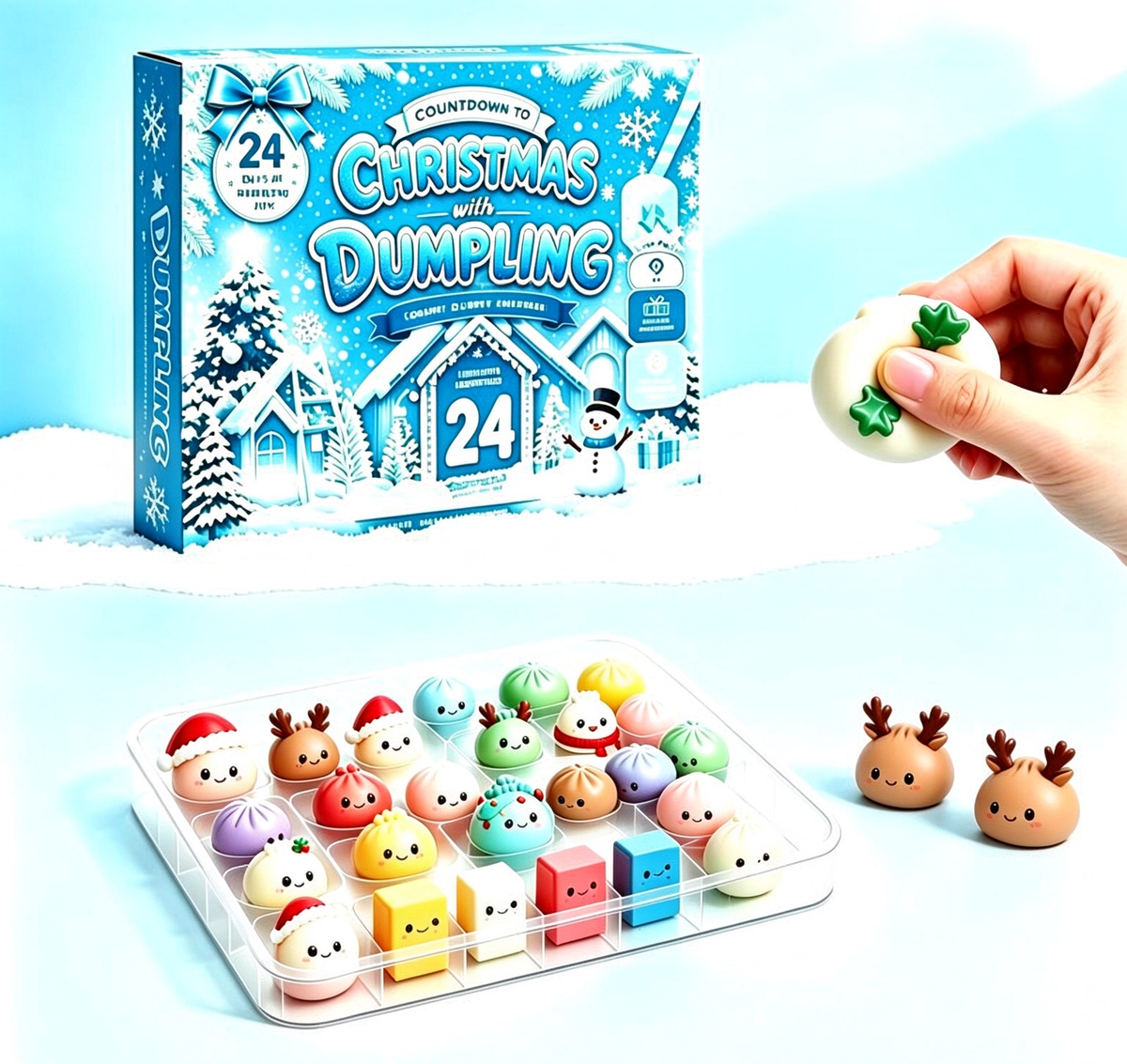 🎄🎄🎄CHRISTMAS 24 DAYS DUMPLING SQUISHY ADVENT CALENDAR, KIDS CHRISTMAS GIFT