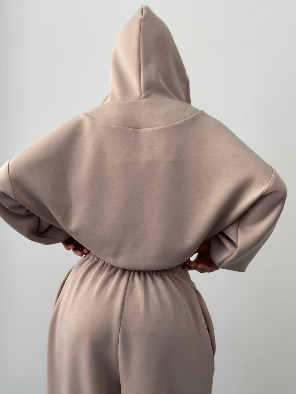 Women's V-Neck Cropped Hoodie & Wide Leg Pants 2-Piece Set