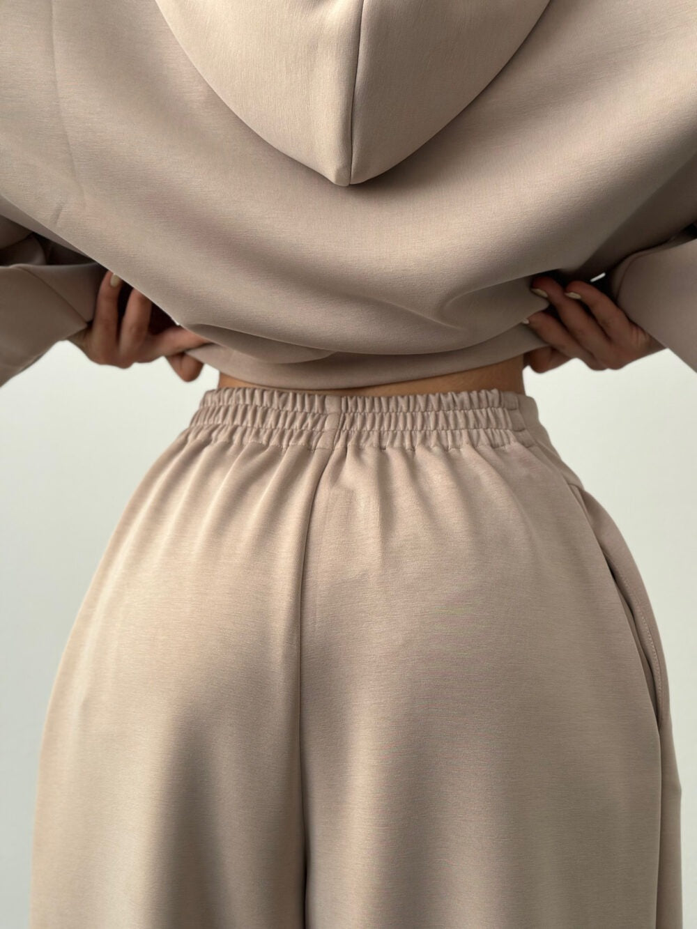 Women's V-Neck Cropped Hoodie & Wide Leg Pants 2-Piece Set
