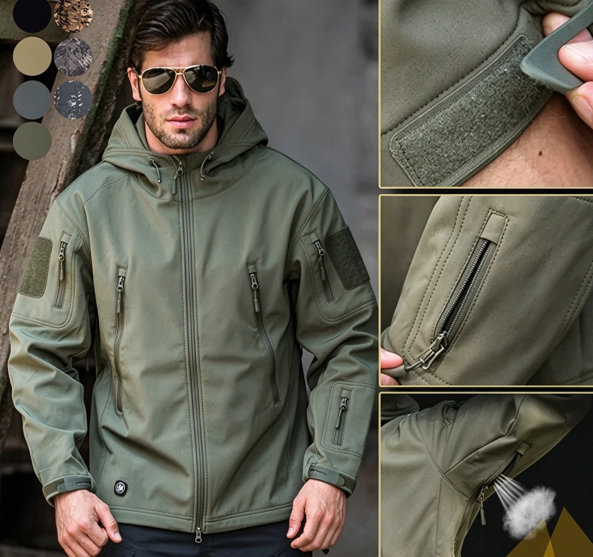 MEN'S FLEECE LINED TACTICAL SOFTSHELL JACKET & WATERPROOF PANTS SET