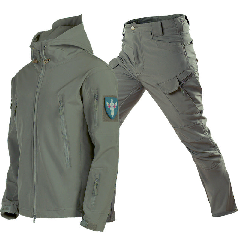 MEN'S FLEECE LINED TACTICAL SOFTSHELL JACKET & WATERPROOF PANTS SET