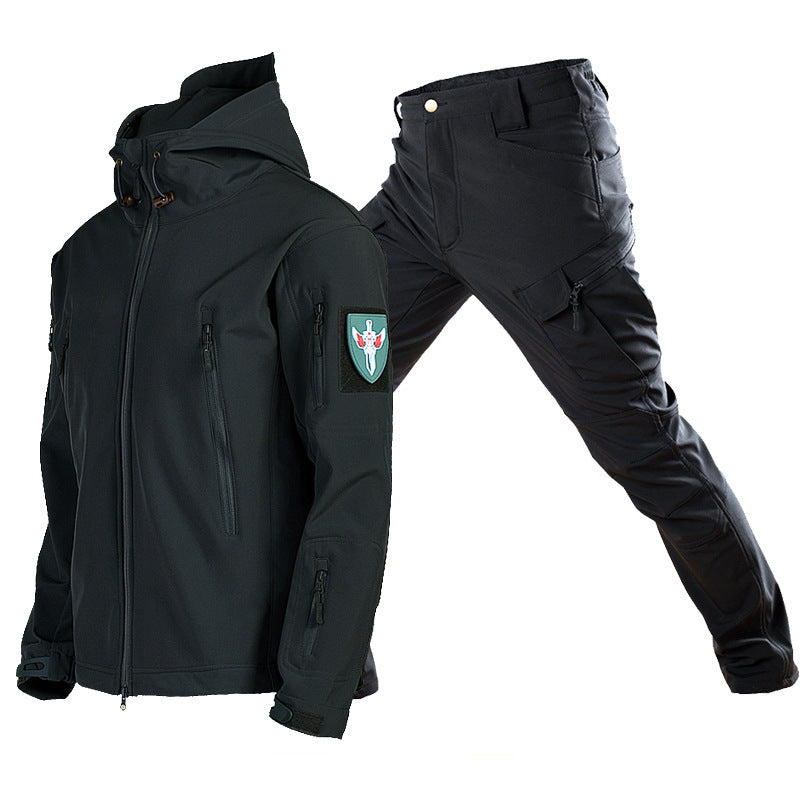MEN'S FLEECE LINED TACTICAL SOFTSHELL JACKET & WATERPROOF PANTS SET
