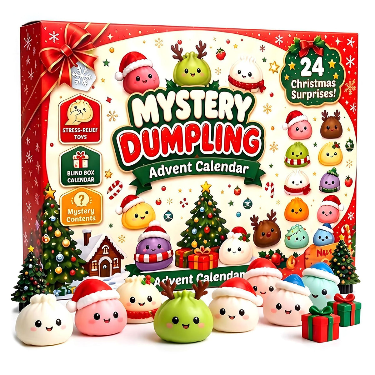 🎄🎄🎄CHRISTMAS 24 DAYS DUMPLING SQUISHY ADVENT CALENDAR, KIDS CHRISTMAS GIFT