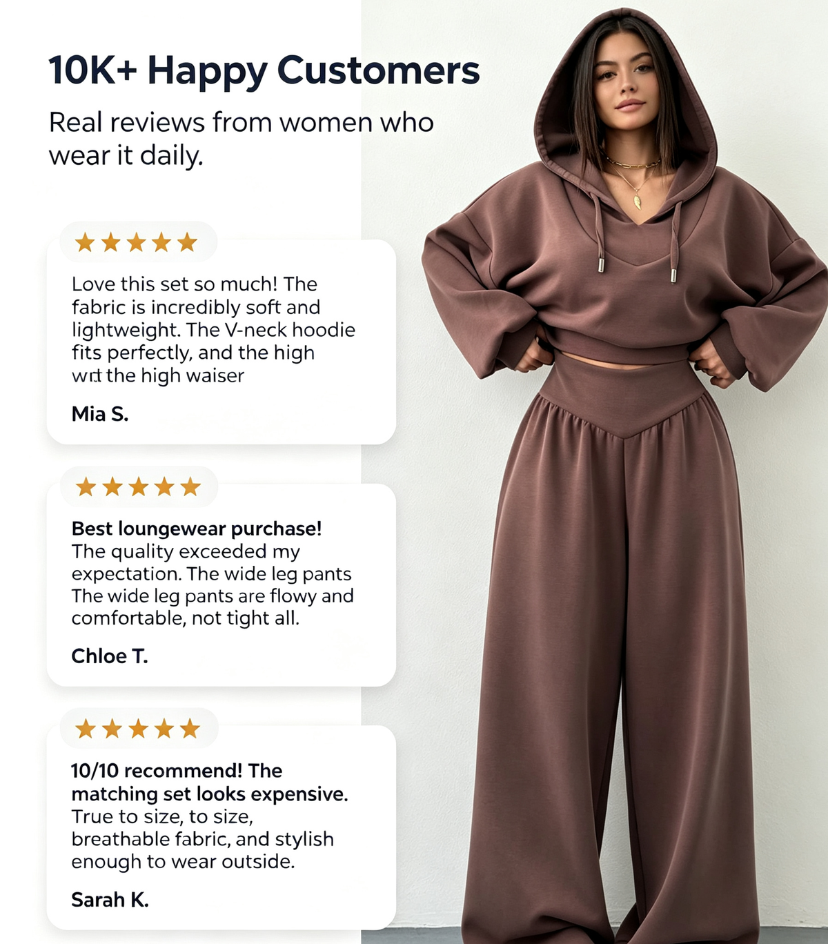 Women's V-Neck Cropped Hoodie & Wide Leg Pants 2-Piece Set
