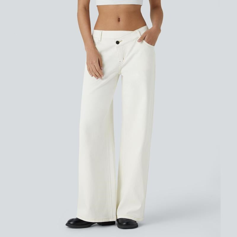 Women's High Stretch Low-Rise Wide Leg Jeans