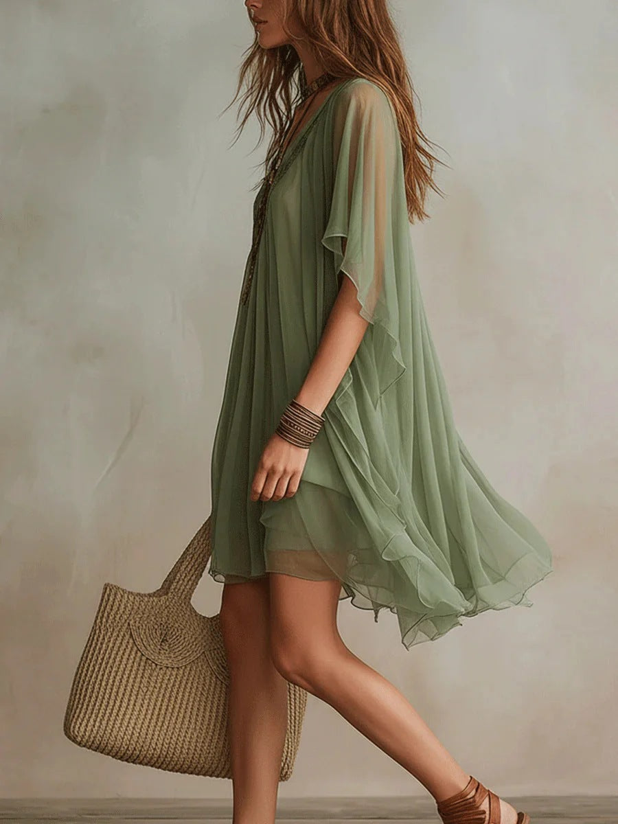 Chiffon Slip Dress and Cover-Up Set