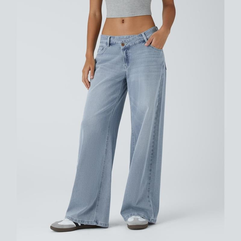 Women's High Stretch Low-Rise Wide Leg Jeans
