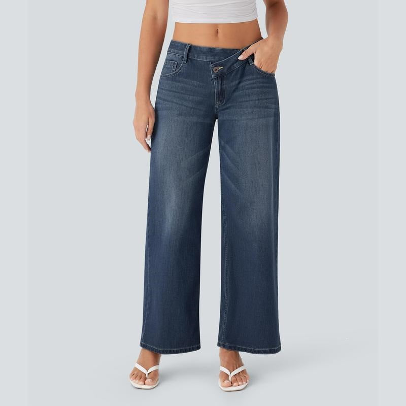 Women's High Stretch Low-Rise Wide Leg Jeans