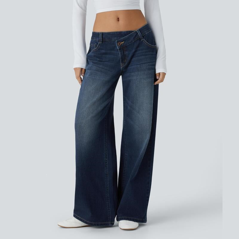 Women's High Stretch Low-Rise Wide Leg Jeans