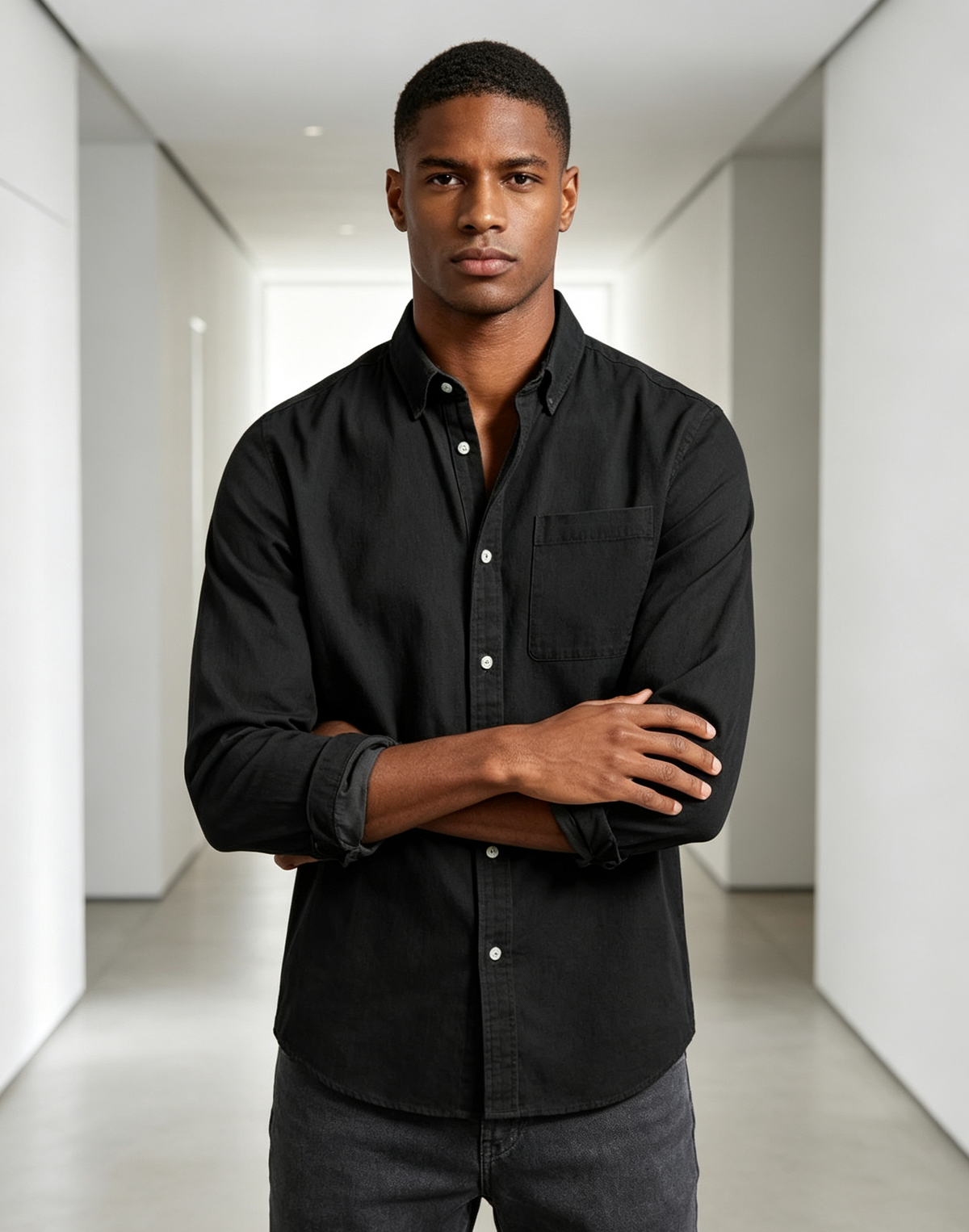 Men's Vintage Long Sleeve Button-Down Shirt