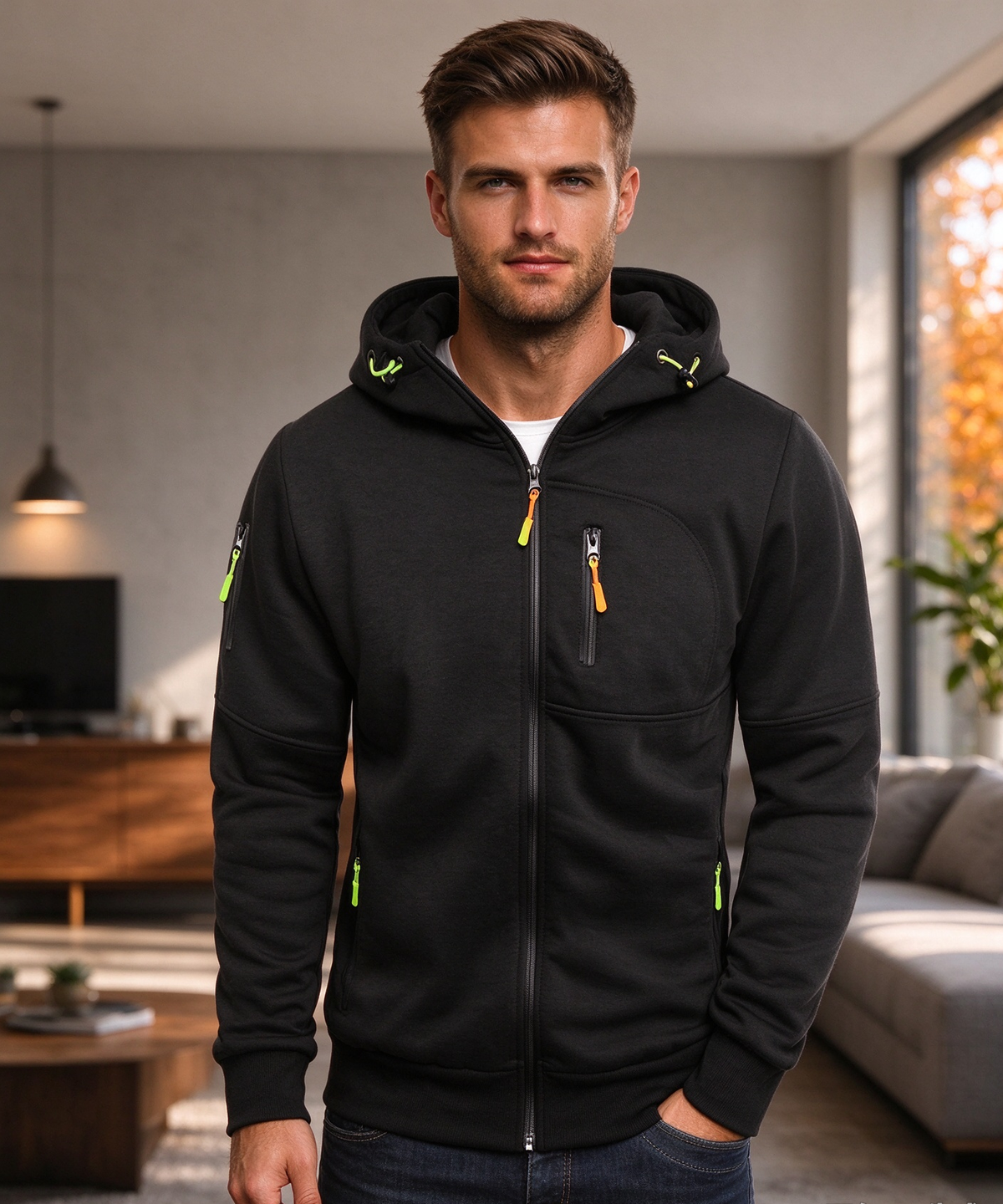 Men's Zip-Up Hooded Jacket