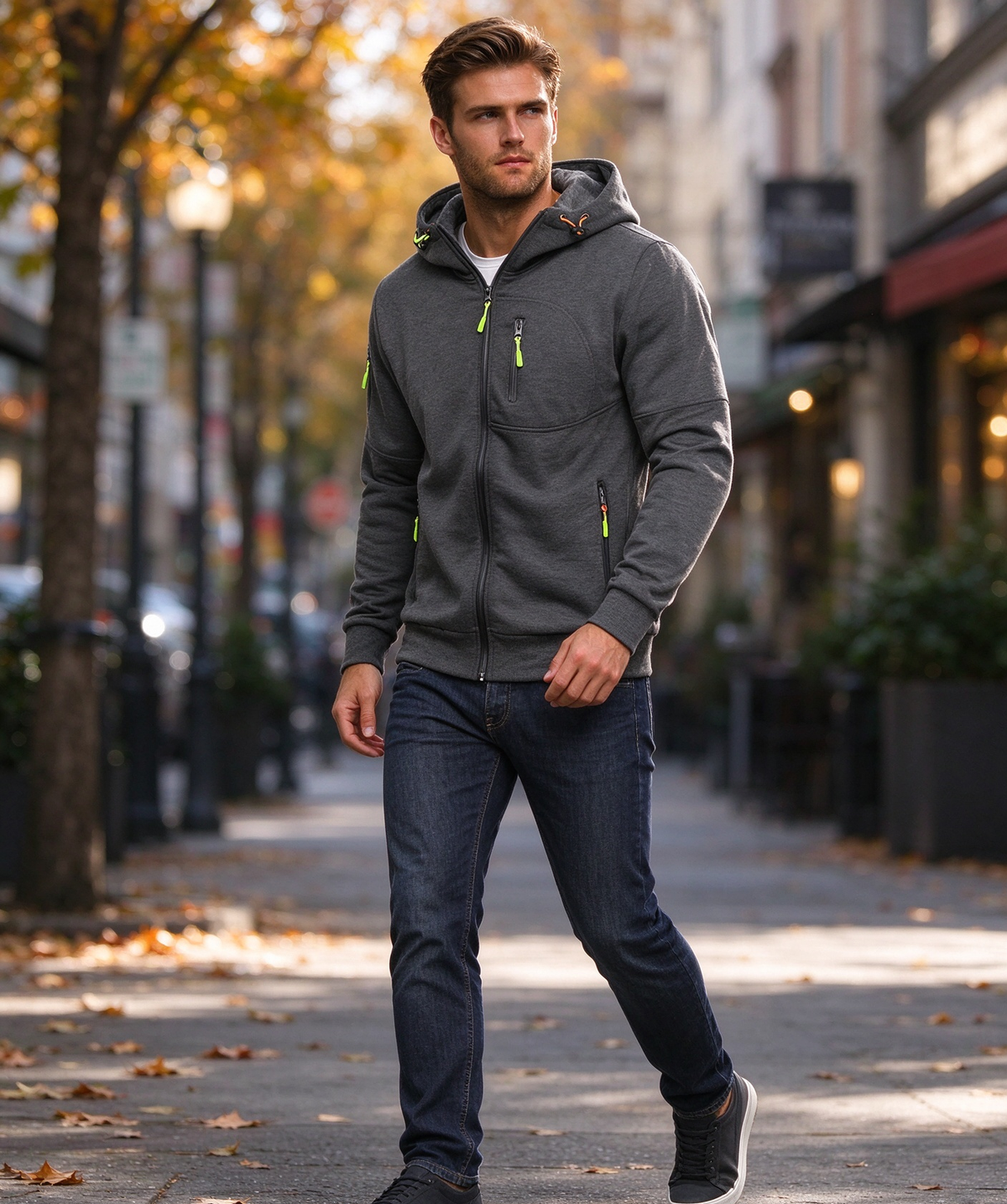 Men's Zip-Up Hooded Jacket