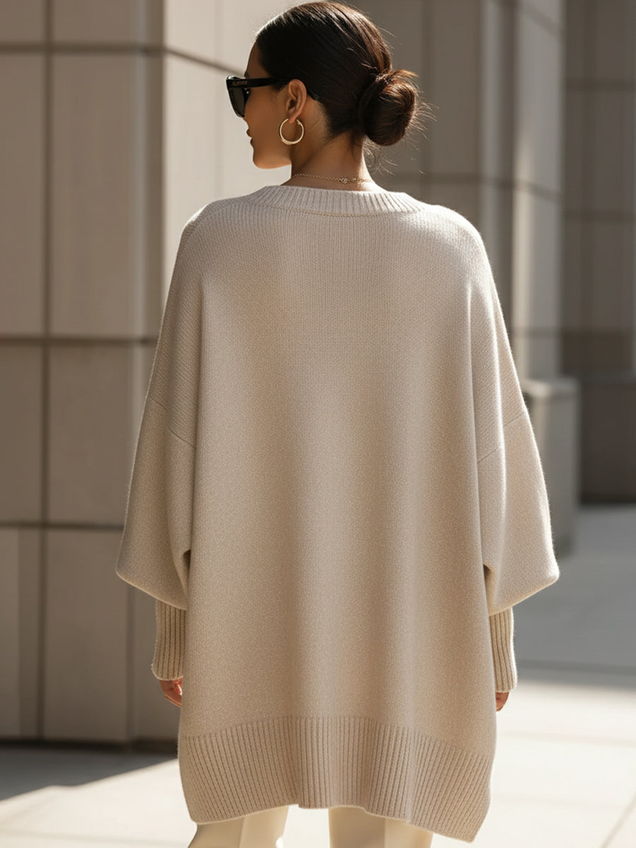 Sophisticated Wool Blend Sweater - Versatile & Comfortable