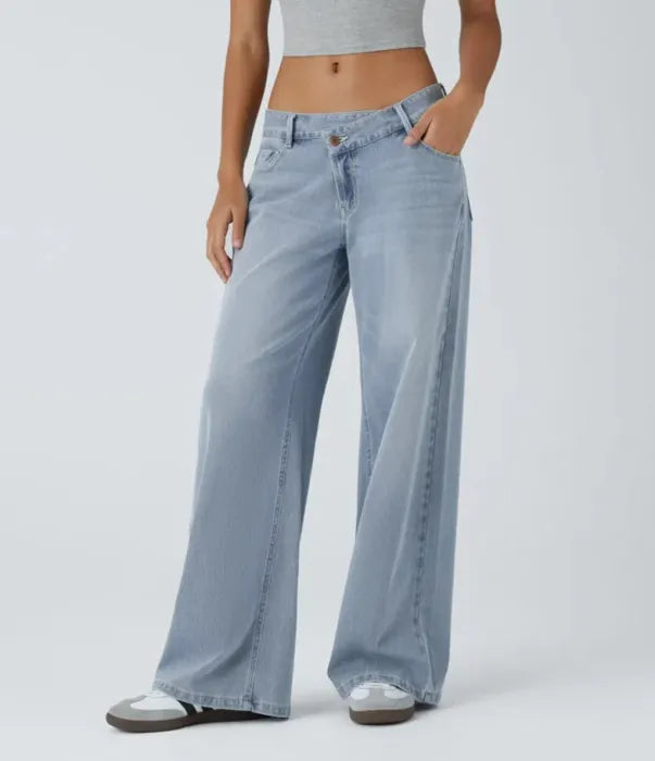Women's High Stretch Low-Rise Wide Leg Jeans