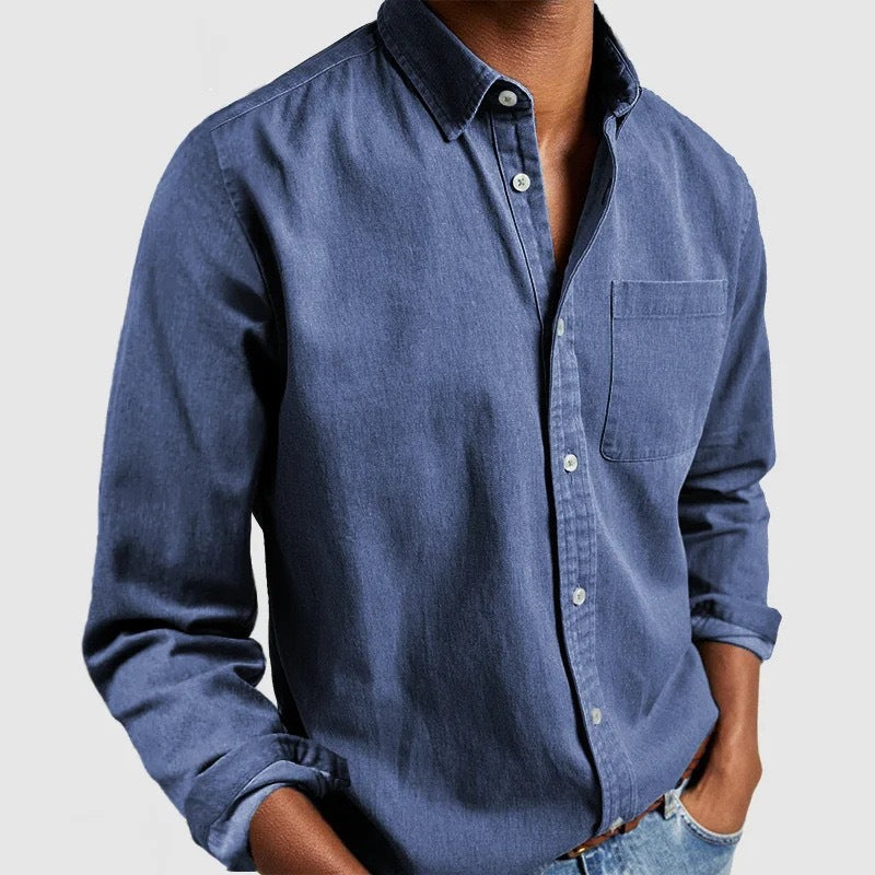 Men's Vintage Long Sleeve Button-Down Shirt