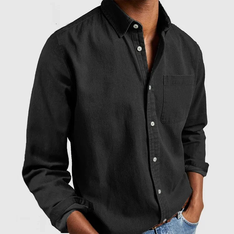 Men's Vintage Long Sleeve Button-Down Shirt