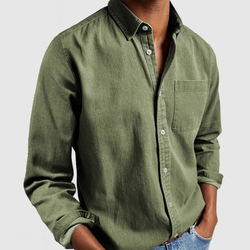 Men's Vintage Long Sleeve Button-Down Shirt