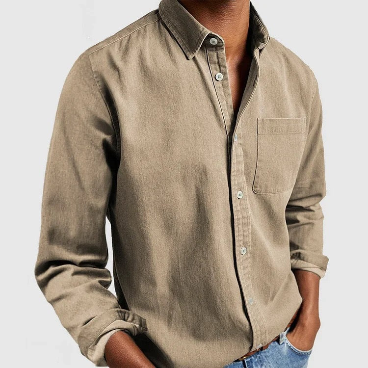 Men's Vintage Long Sleeve Button-Down Shirt